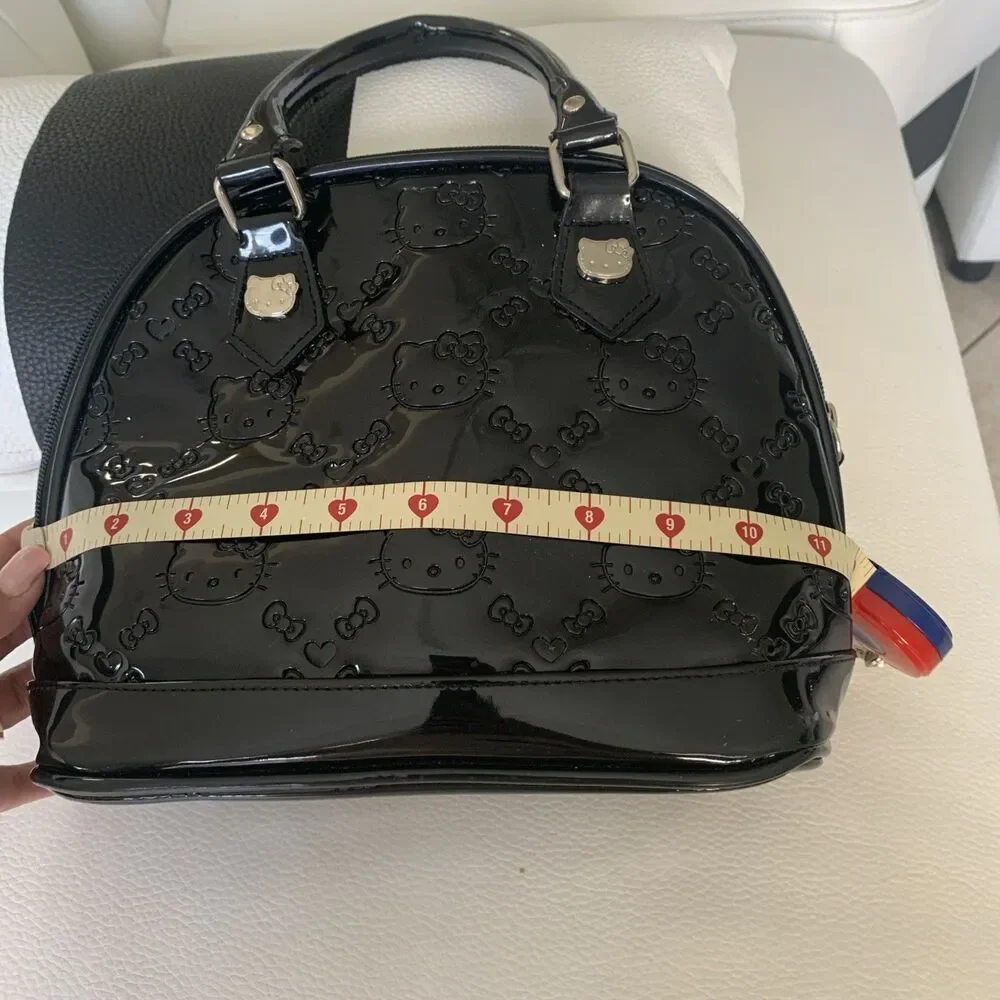 Loungefly Hello Kitty Black Patent Leather Domed Weekend Bag Purse